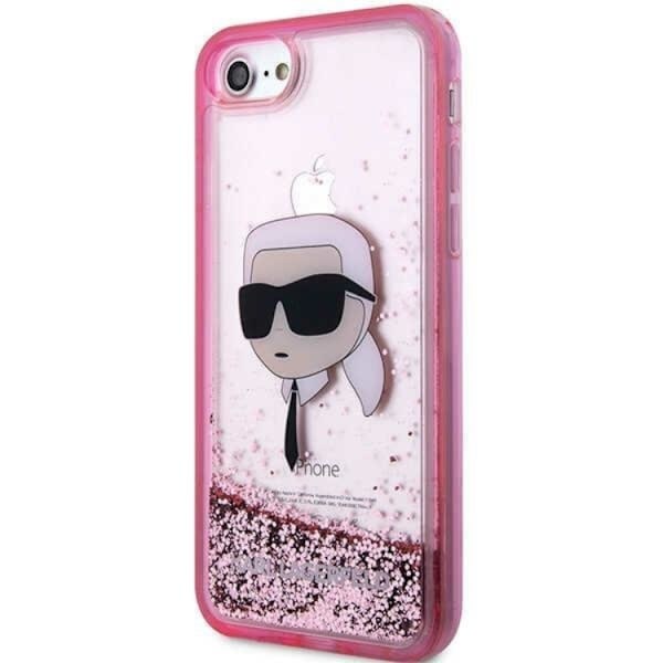 Karl Lagerfeld iPhone 7/8/SE (2020/2022) Skal Liquid Glitter Head - Rosa
