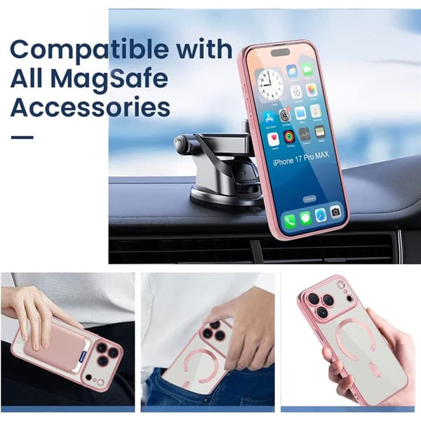 Mobilskal till iPhone 17 Pro Max MagSafe Korthållare TPU + PC - Rosa Rosa