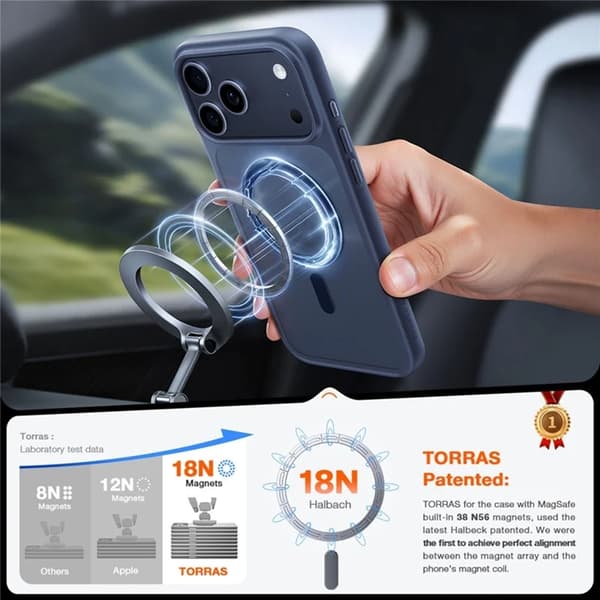 TORRAS Mobilskal till iPhone 17 Pro MagSafe Matte PC + TPU - Mörkblå Blå