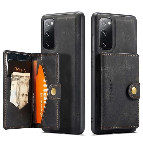 JEEHOOD Samsung Galaxy S20 FE 2022 Konstläder Plånboksfodral - Svart