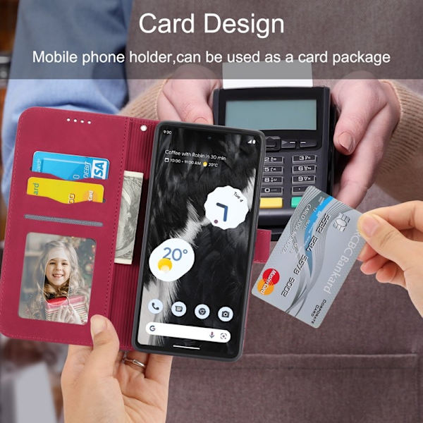DIERFENG Google Pixel 7 5G Plånboksfodral DF-03 Flip Konstläder - Röd