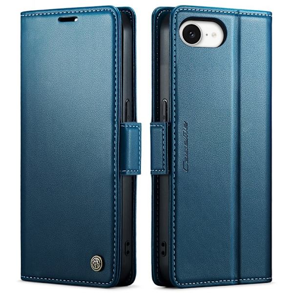 CASEME iPhone 16e Plånboksfodral Konstläder RFID-Skydd Blå