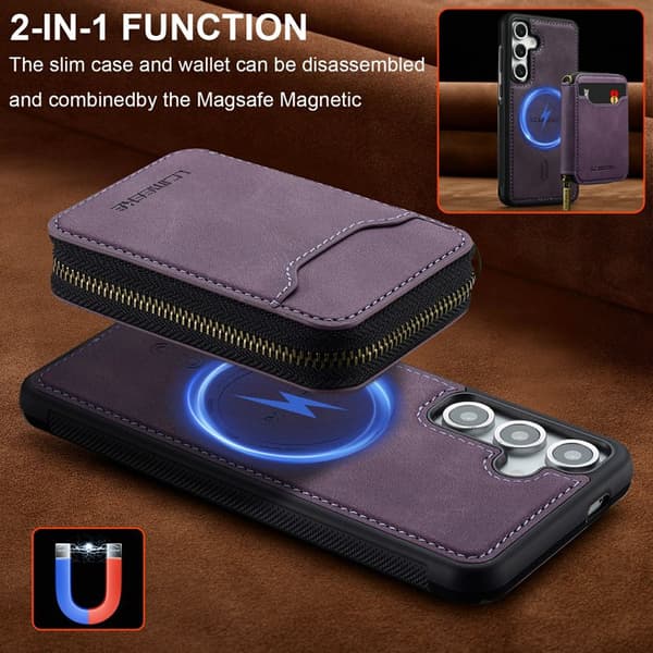 LC.IMEEKE Plånboksfodral för Samsung Galaxy S26 Plus Magnetiskt PC + TPU - Lila