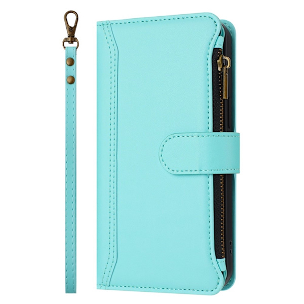 iPhone 17 Pro Plånboksfodral Zipper Med Rem - Mintgrön Grön
