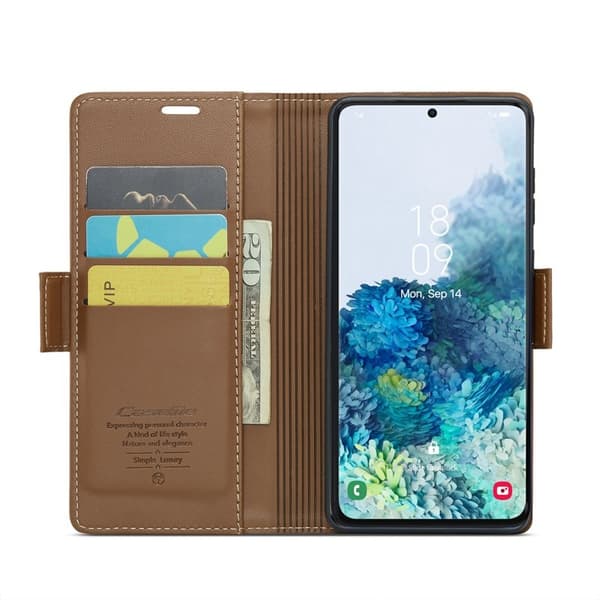 CASEME Plånboksfodral Konstläder för Samsung Galaxy S20 Plus - Brun