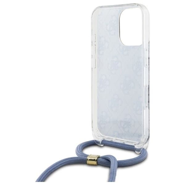 Guess telefontaske til iPhone 16 Pro Crossbody Cord 4G Print - Blå Blå