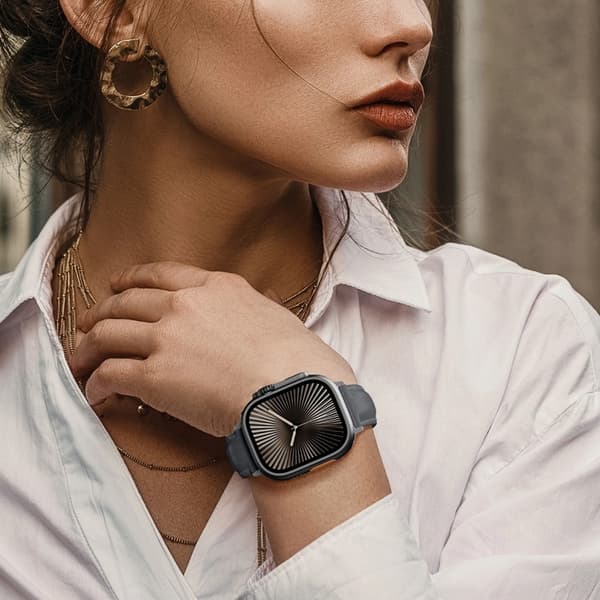 AmazingThing Apple Watch 45/46/49mm Armband Class Läder - Grå