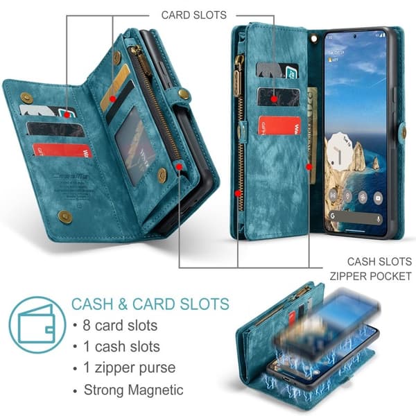 CASEME Plånboksfodral Konstläder till Google Pixel 9 Pro XL - Blå