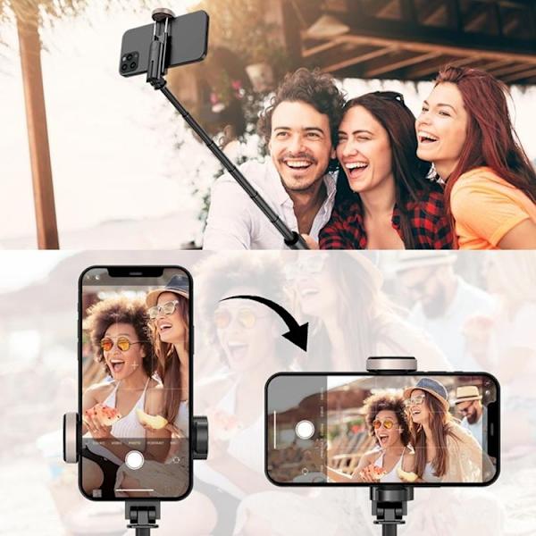 Utdragbart stativ Aluminiumlegering Bluetooth Selfiepinne Q12 - Rosa