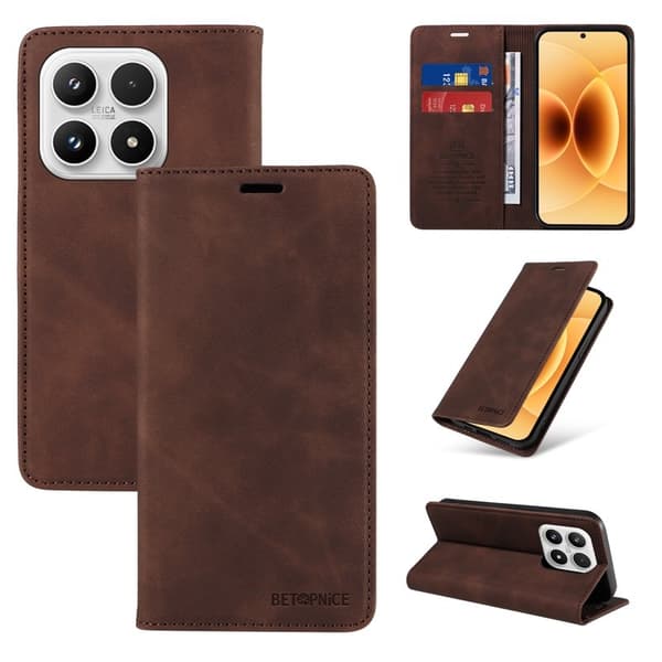 BETOPNICE Xiaomi 17 Plånboksfodral Konstläder - Brun
