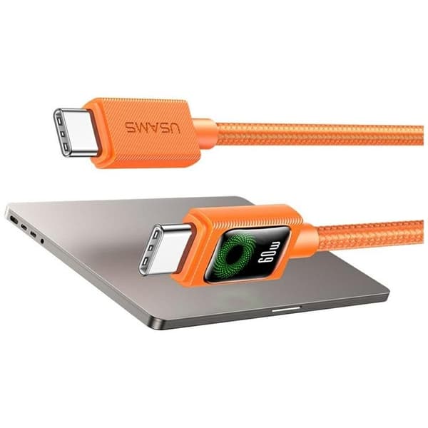 USAMS USB-C till USB-C 60W Kabel 1.2m SJ773 - Orange Orange