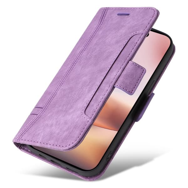 BETOPNICE 001 iPhone 16 Plus Plånboksfodral Ställ Card Slots Konstläder - Lila