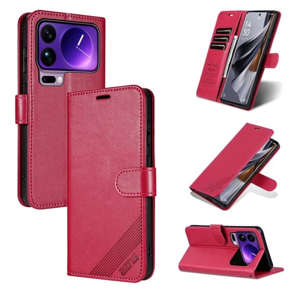 AZNS Xiaomi 17 Pro Plånboksfodral Anti-Scratch Konstläder - Röd