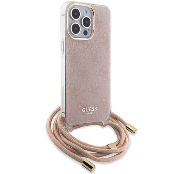 Guess iPhone 15 Pro Max -puhelinkotelo Crossbody Cord 4G Print - Pinkki