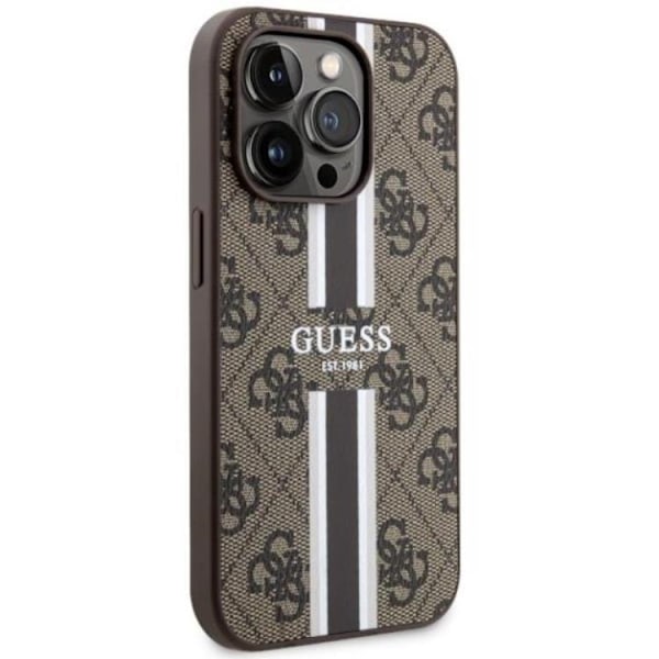 Guess Mobilskal till iPhone 14 Pro MagSafe Printed Stripes Brun Brun