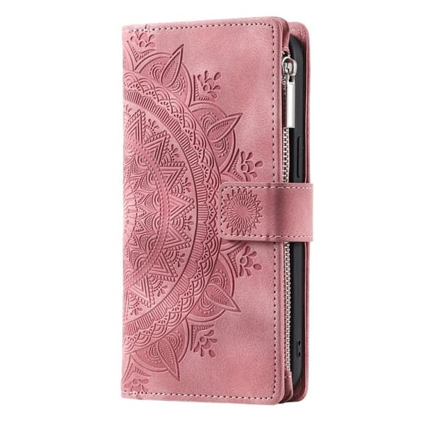 Samsung Galaxy S26 Plånboksfodral Mandala Blommönster Konstläder - Roséguld