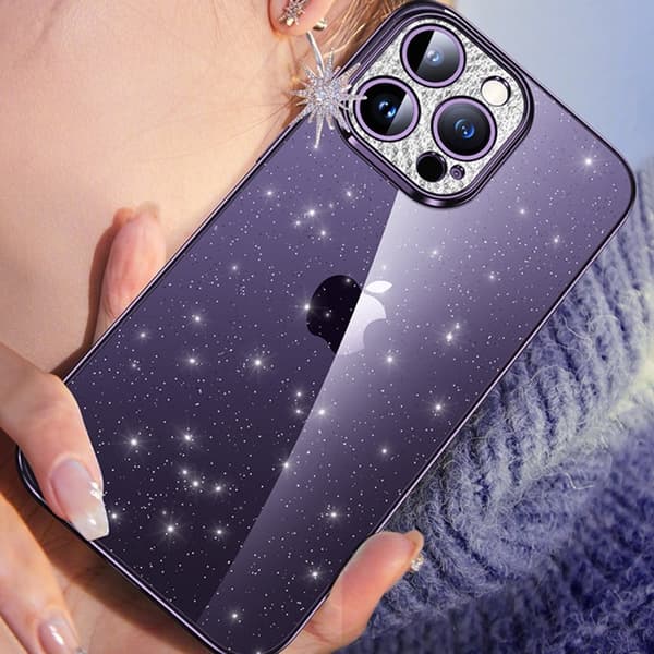 SULADA Mobilskal till iPhone 14 Pro Rhinestone Glitter TPU Vit