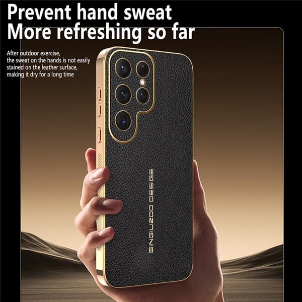 Mobilskal till Galaxy S25 Ultra Litchi Texture Anti Scratch Svart