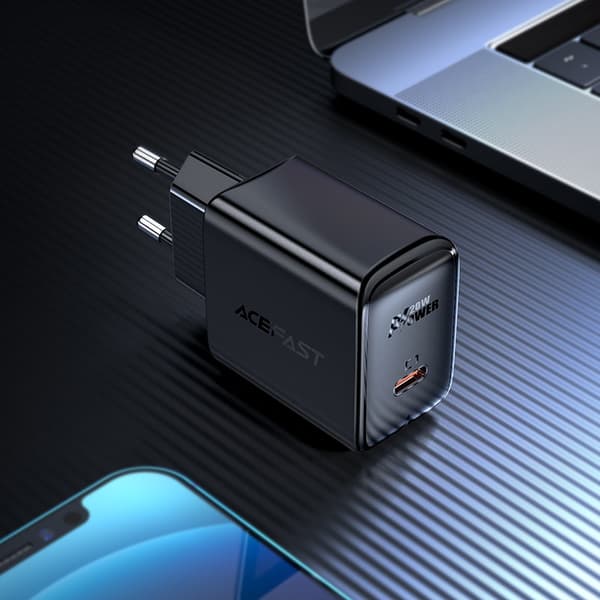 Acefast seinäteuladatt USB-C 20W - Musta Black