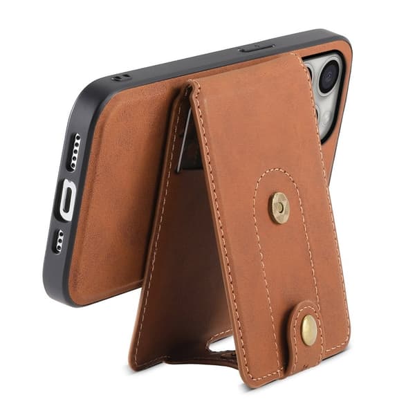DENIOR D14 Mobilskal till iPhone 16 Pro Max Läder+PC+TPU Brun