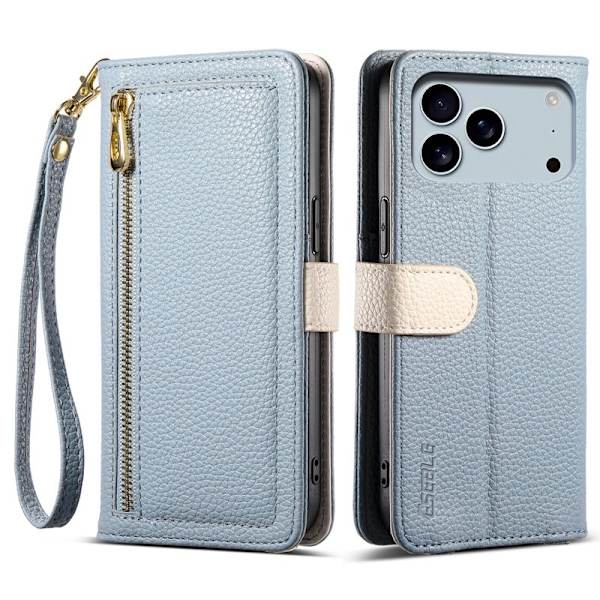 ESEBLE E11 för iPhone 17 Pro Plånboksfodral Konstläder - Blå