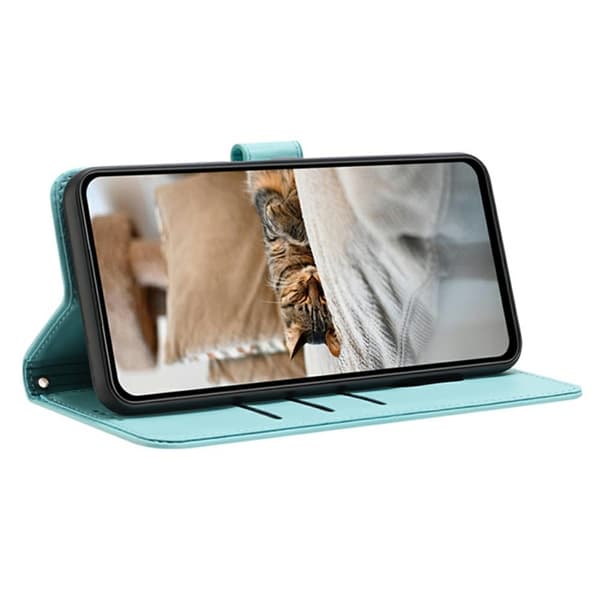 Sony Xperia 10 VII Konstläder Plånboksfodral Cats Imprint - Grön Grön