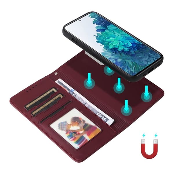 BETOPNICE Samsung Galaxy S20 FE Plånboksfodral Konstläder - Vinröd