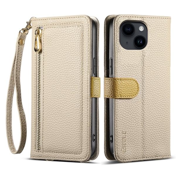 ESEBLE E11 för iPhone 14 / 13 Plånboksfodral Konstläder - Khaki
