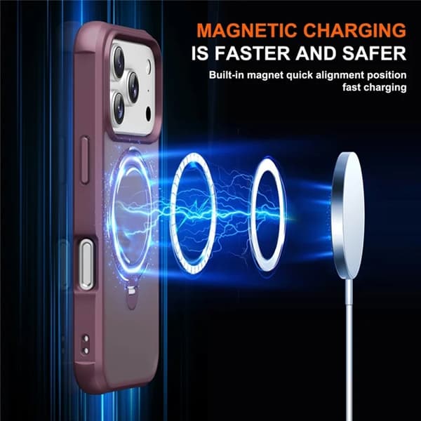 Mobilskal till iPhone 17 Pro Max MagSafe Kickstand TPU + PC - Vinröd Vinröd