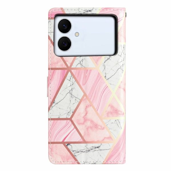 Samsung Galaxy S26 Edge Plånboksfodral Konstläder Mönstertryck Ställ Rosa Marmor