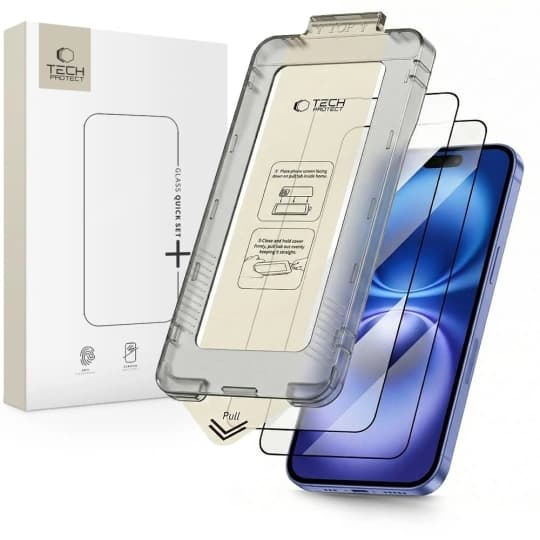 Tech-Protect [2-Pack] iPhone 15/16 Härdat Glas Skärmskydd Quick Set Svart