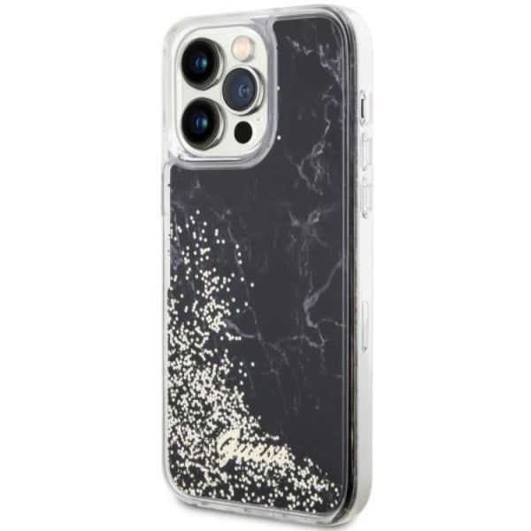 Guess iPhone 14 Pro Max Mobile Case Liquid Glitter Marble - musta