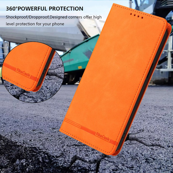 OnePlus 15 Konstläder Plånboksfodral RFID-Skydd Rinacasis Orange