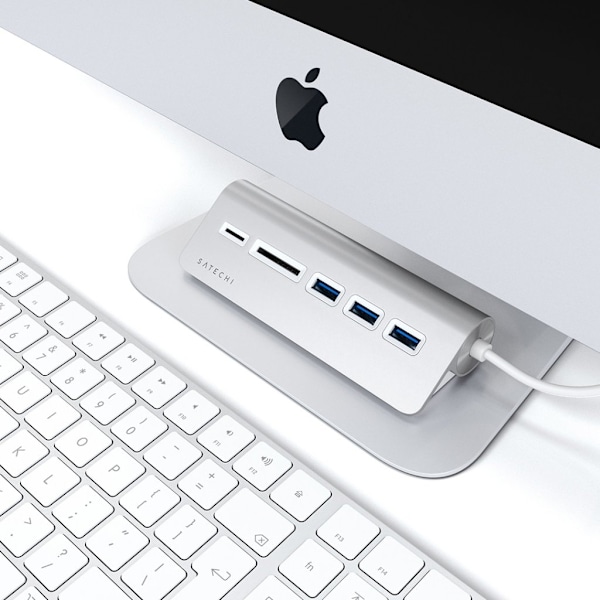 Satechi USB-C Aluminum USB-hub & Minneskortläsare - Grå grå