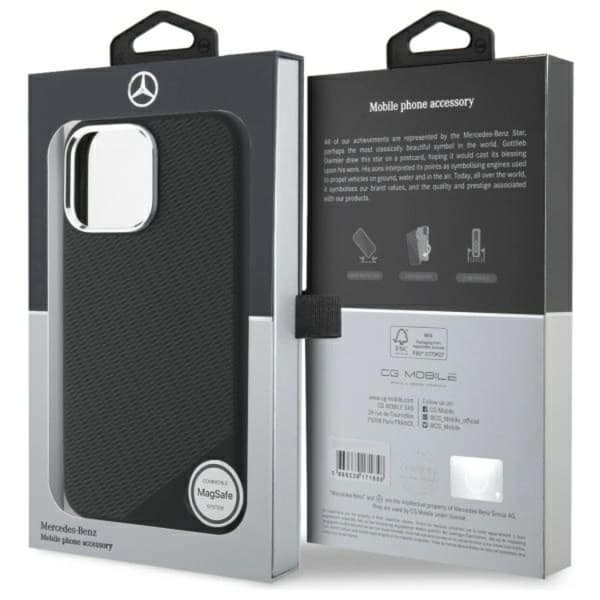 Mercedes Mobilskal till iPhone 16 Pro Max MagSafe Silikon Wood Pattern - Svart Black
