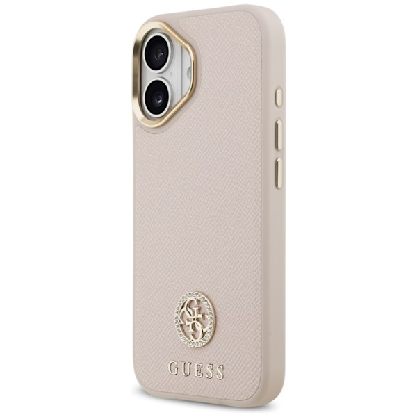 Guess Mobilskal till iPhone 17 Magsafe Grained Strass Logo - Rosa Rosa