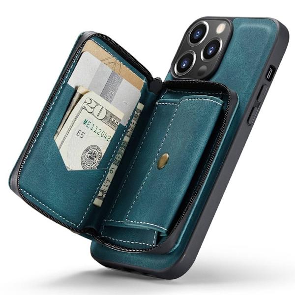 JEEHOOD Shockproof Case iPhone 14 Pro Max Konstläder Plånboksfodral Blå