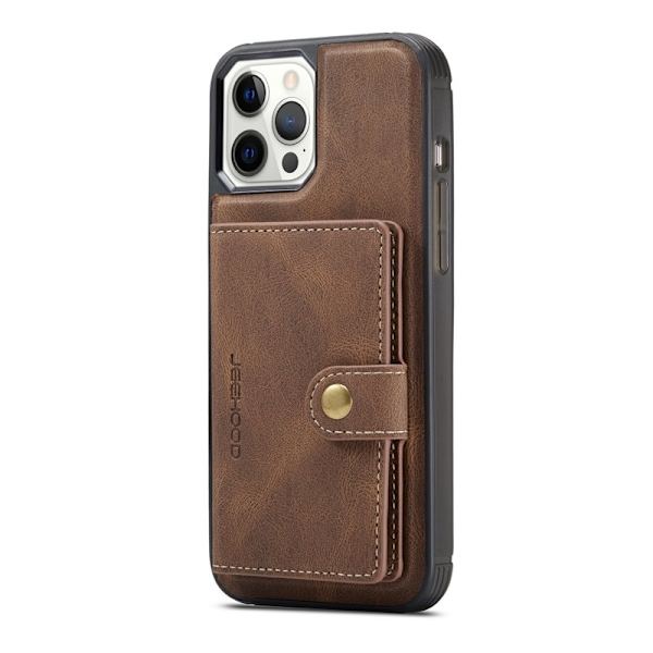 JEEHOOD Detachable Magnetic Wallet Mobilskal iPhone 12 Pro - Brun