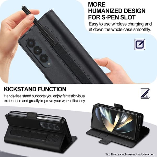 LC.IMEEKE L1 Plånboksfodral för Samsung Galaxy Z Fold4 5G - Svart Konstläder