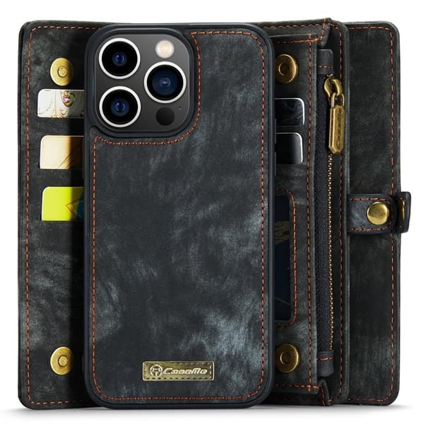 CASEME 008 iPhone 15 Pro Max Plånboksfodral Konstläder med Svart