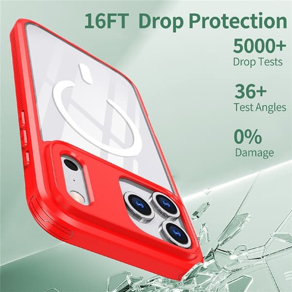 Mobilskal till iPhone 17 Pro MagSafe TPU + PC Clear - Röd Röd