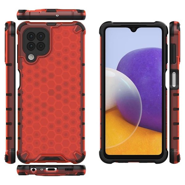 Galaxy A22 4G Mobilskal HoneyComb - Rød Röd