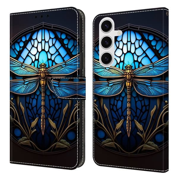 Samsung Galaxy S26 Plånboksfodral TPU + Konstläder Flip - Blå Trollslända