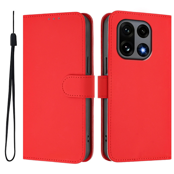 OnePlus 15 5G Plånboksfodral Solid Färg Konstläder Röd