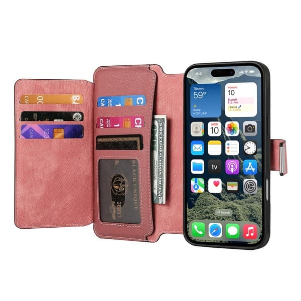 CASENEO MW-02 iPhone 16 Pro Max Plånboksfodral Konstläder - Rosa
