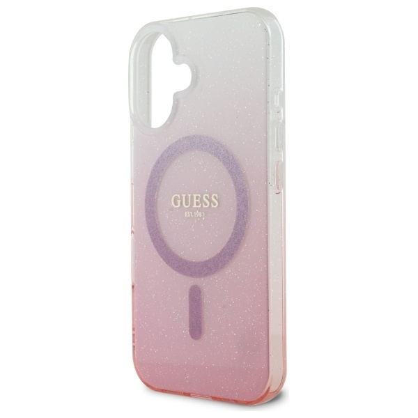 Guess telefontaske til iPhone 16 6.1 MagSafe IML Glitter Gradient - Lyserød