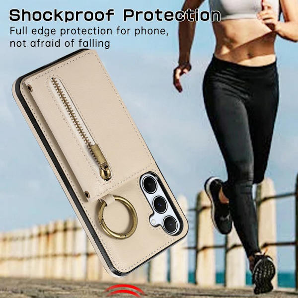 Plånboksfodral för Samsung Galaxy S26 Plus Konstläder Kickstand - Beige