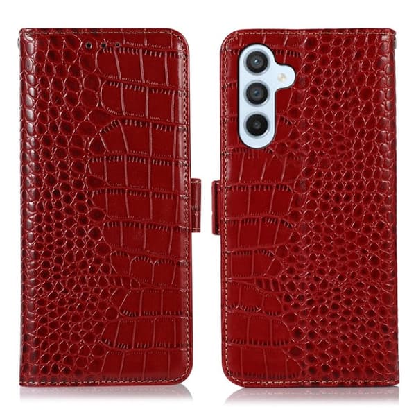 Samsung Galaxy S26 / S26 Pro Plånboksfodral RFID Skydd Äkta Läder - Röd