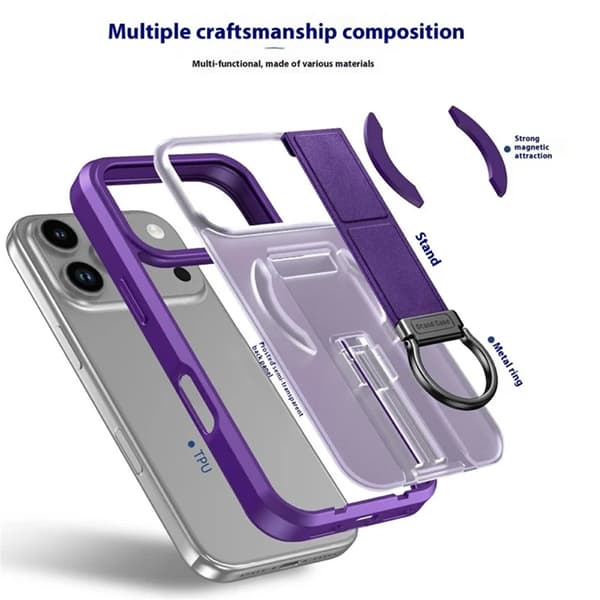 Mobilskal till iPhone 17 Pro Magsafe Metal D-Ring Kickstand - Lila Lila
