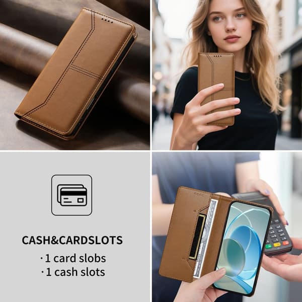 Plånboksfodral för Samsung Galaxy S26 Plus Ställfunktion Konstläder - Brun